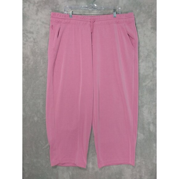 Athleta Pants Womens 2X Pink Crop Travel Lounge Seasoft Straight Modal Blend - Picture 1 of 10